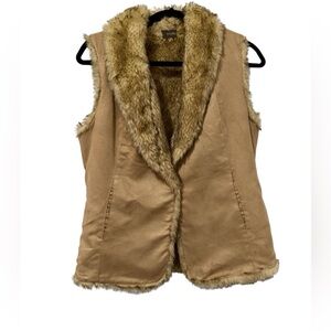 Crosby Tan Faux Fur Trim Vest (Size M)